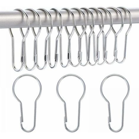 Crochets d'anneau de rideau de douche, paquet de 40 pièces de 2.2mm pour le tri et l'organisation, crochets de rideau à boucle de levage (1/4)