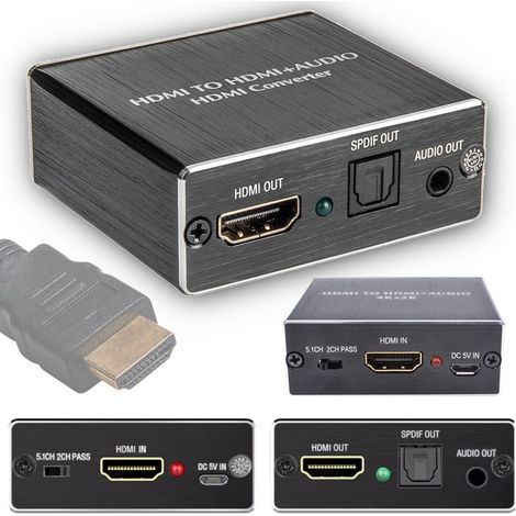 Entrée HDMI - Sortie HDMI + SPDIF Toslink / Extracteur audio jack 3,5 mm 4K 2K 1080p (1/5)