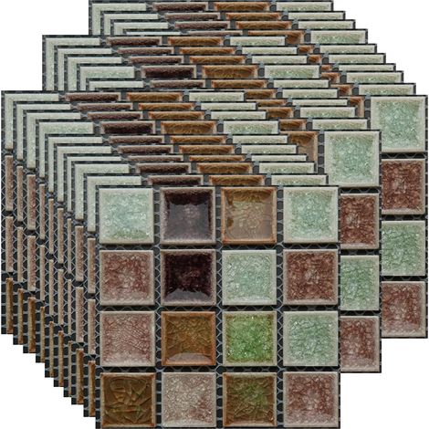 30 Pièces Stickers Adhésive Carrelage, 10x10cm Motif de Marbre 3D Mosaïque Stickers Carrelage, Étanche Résistant à la Chaleur Autocollant Carreau pour Salle de Bains (1/5)