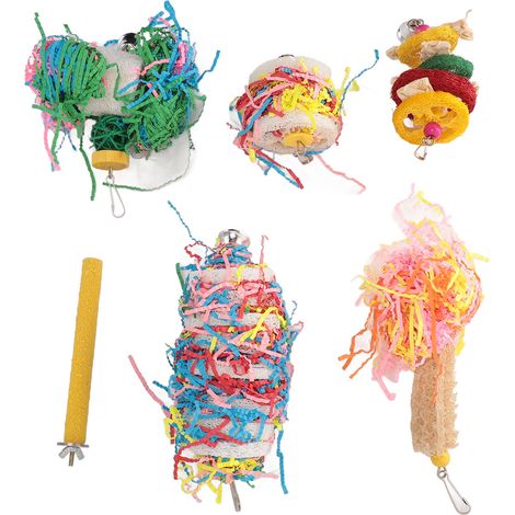 Jouet à déchiqueter pour oiseaux, perchoir coloré anti-ennui pour perroquets, calopsittes, inséparables et perruches. (1/5)