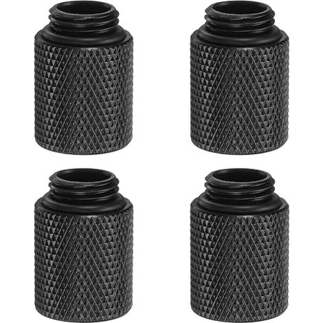Water Cold Adapter, G1/4" Male to Female Thread, 0.79" Column Length, Mini Compression Fitting, Copper Extension Fitting, Black, 4pcs (1/5)