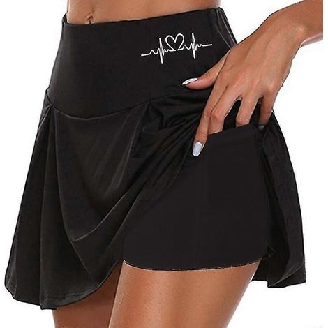 Jupes de tennis, de golf et de yoga pour femmes, poches latérales, 2 en 1, séchage rapide, pour le yoga, le fitness et la salle de sport, motif cœur, n° 1, n° 2, n° 3, vêtements de sport extensibles-4 (1/3)