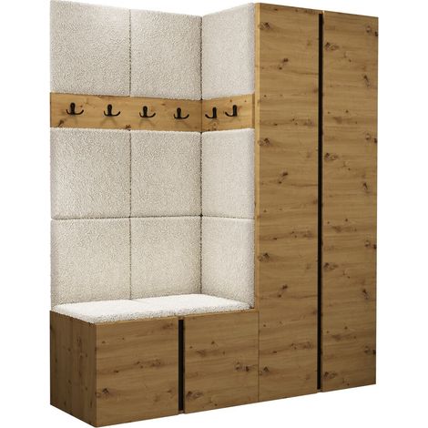 Conjunto para recibidor Pinis III, Abriamo 03, 186x158x46cm, Tapiz, Aglomerado laminado, Colocada, Montada en la pared (1/5)