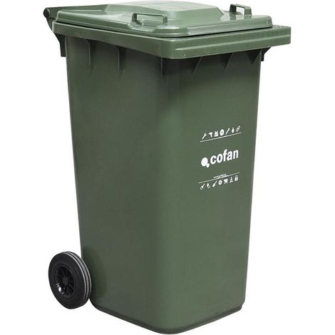 COFAN contenedor 2 ruedas 240lt color verde , Contenedores de 2 Ruedas para 240 Lt en color Verde. Certificados GS, CE y TÜV..