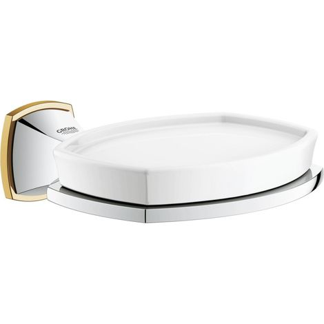 Grohe Porte-savon Grandera avec porte-savon en céramique, Coloris: Chrome / Or - 40628IG0 (1/2)