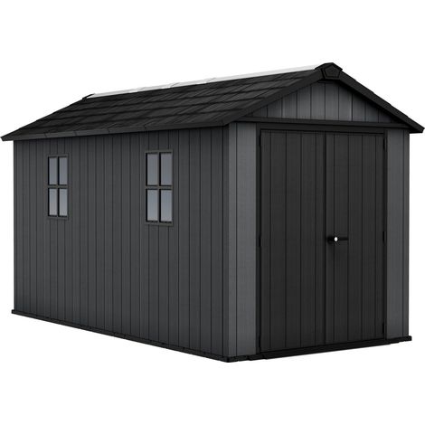Keter Newton Plus Shed 7.5x13ft - Grey, All Weather Resistant, Easy to Clean