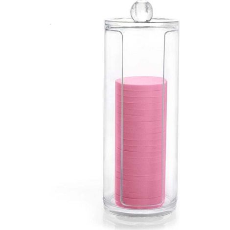 YMYNY Organiseur de maquillage rond en acrylique, distributeur de cotons démaquillants (1/4)