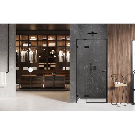 Porte de douche 90 cm noire pivotante droite BORA-BORA BLACK (1/5)