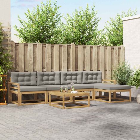 vidaXL Outdoor-Sofagarnitur 6 pcs Weiß und Hellgrau 79 x 79 x 37 cm (1/5)