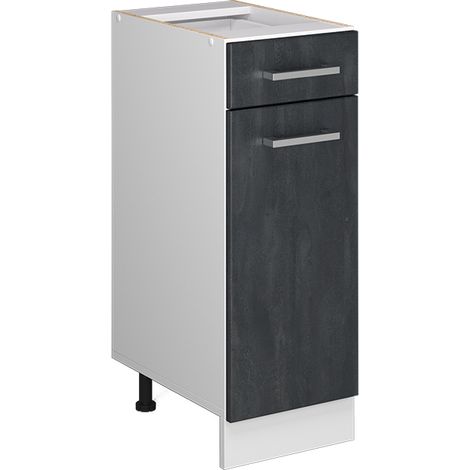 Mueble bajo de cocina R-Line, Hormigón negro, 30 cm sin encimera, Vicco