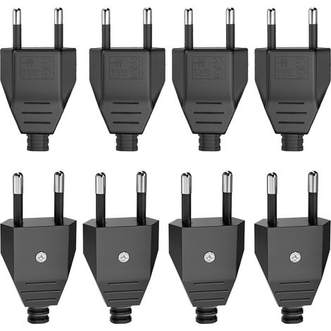 8 Pièces Prise Electrique Male, Fiche Male Prise Electrique 250V 2.5A, Prise Male Plate, Fiche Euro Schuko Fiche D'alimentation Domestique Décorative à Encastrer ou à Remplacer, Prise Electrique Male (1/5)