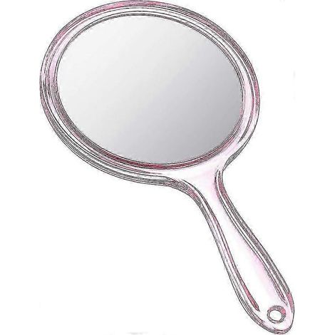 Miroir de poche double face, miroir grossissant 1x/2x, miroir de maquillage rond avec poignée, rose, 14,627 cm. (1/5)