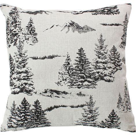 Coussin décoratif déhoussable style montagne Gris anthracite 40x40 cm (1/2)