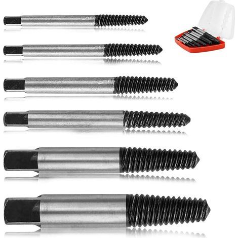 Extracteur de Vis Cassée, 6 Pièces Extracteur de Vis, Multifonction Extracteur de Boulon, Extracteur Vis, pour Vis et Tuyaux Endommagés, M3-M25 (1/5)