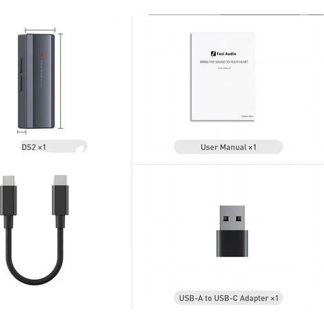 Amplificatore per cuffie DAC USB, supporta 32 bit/384 kHz, uscite per due cuffie (1/2)