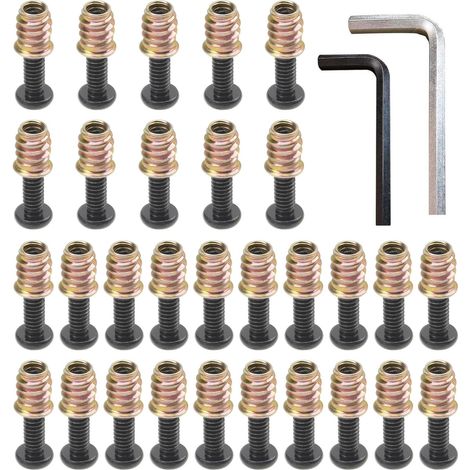 Lot de 32 inserts filetés professionnels en bois pour meubles robustes (1/5)