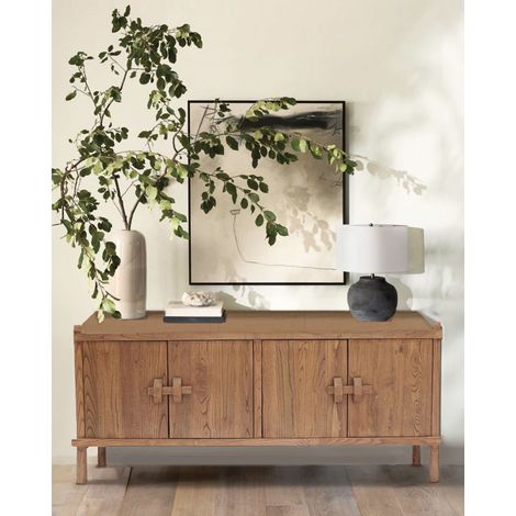 NARA- Buffet bas en bois massif de Sungkai 170 cm - Style asiatique (1/5)