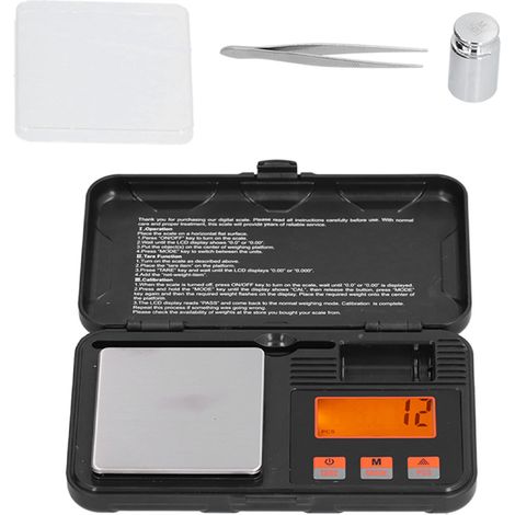 Balance bijoux 200g/0.01g précise portable 6 modes unités mini avec écran LCD rétroéclairé jaune étui pince (1/5)