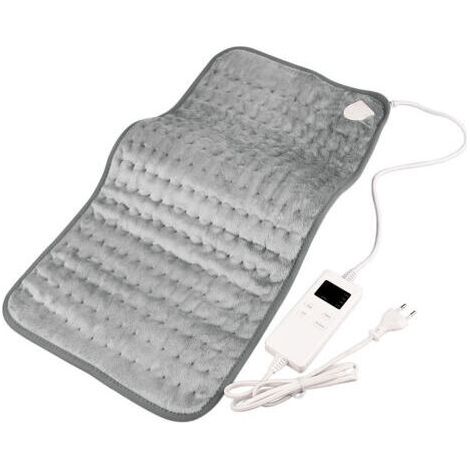 Couverture Chauffante Électrique 30x60cm Gris Avec6 Niveaux de Température, Extinction Automatique & Protection Contre la Surchauffe, Fixation Facile Sur Lit et Matelas