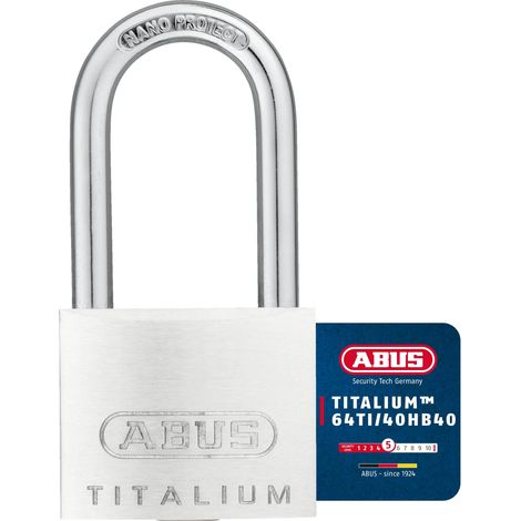 Titalium 64TI/40HB40 à anse haute - Cadenas de cave avec corps de serrure en aluminium massif spécial - anse en acier trempé - niveau de sécurité 5 (1/5)