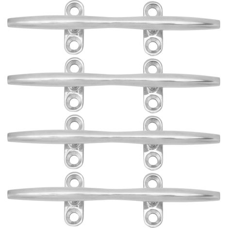 Juego de 4 cornamusas de amarre de 15 cm (6 pulgadas) de acero inoxidable 316, con base hueca, para barco o yate. (1/5)