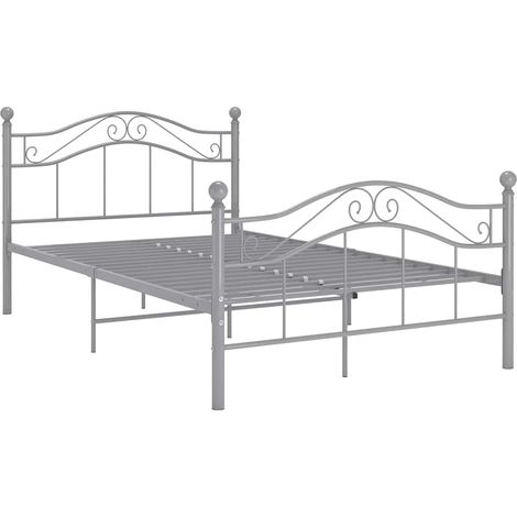 Cadre de lit sans matelas gris métal 120x200 cm (1/5)