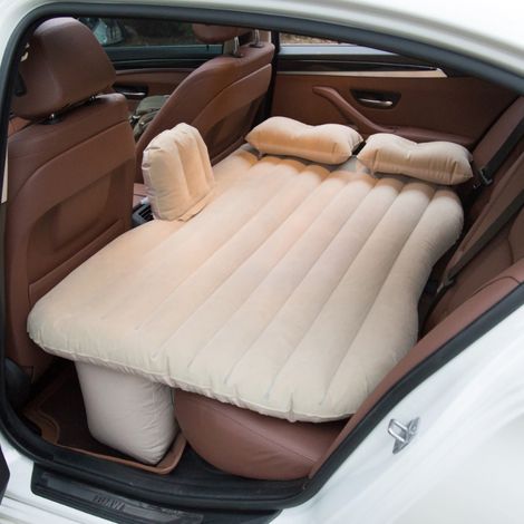 Matelas gonflable portable pour voiture, lit de voyage, matelas de couchage floqué pour camping, SUV, camping-car, camion, beige (1/4)