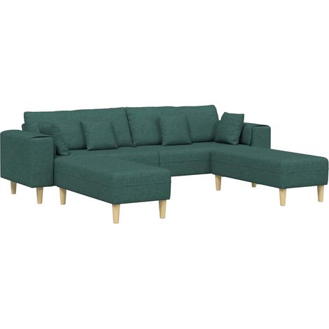 Fabric Sofa with Cushion 3 pcs Dark Green 208 cm Fabric vidaXL