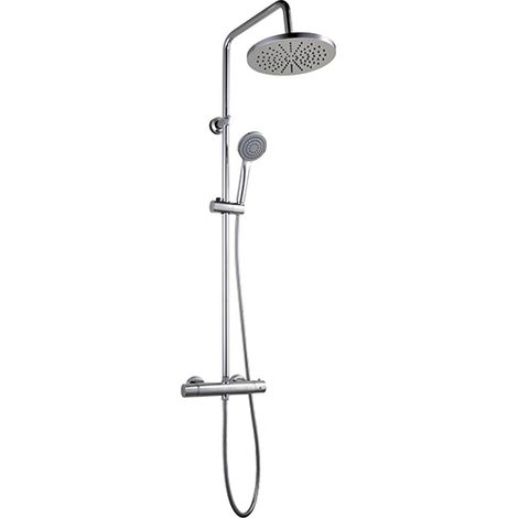 Edouard Rousseau – Colonne de douche mécanique avec robinetterie thermostatique – Finition chromée – Tête orientable Ø 250 mm – Douchette 1 jet pluie (1/4)