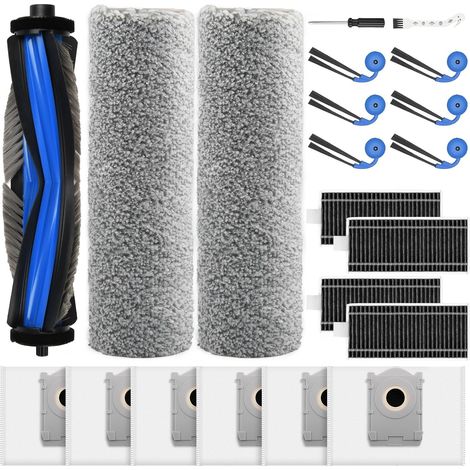 21 Accessoires pour Robot Aspirateur Ecovacs Deebot X11 / X9 PRO Omni / T80s Omni, 1 Brosse Principale, 2 Rouleau Serpillère, 6 Sacs à Poussière, 4 Filtres, 6 Brosses Latérales, 1 Brosse de Nettoyage (1/5)