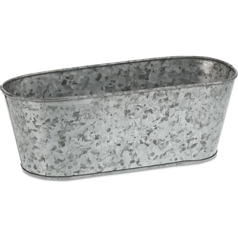 Set di 6 vasi da fiori ovali look vintage rustico interno esterno 30 x 15 x 15 cm in metallo grigio 130010562