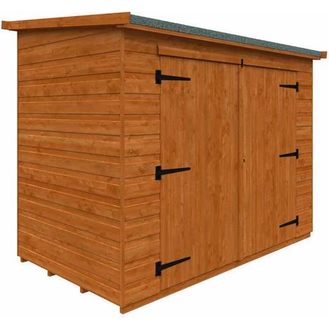 7 x 4 Feet Pent Compact 12mm Shed - Solid Wood/Softwood/Pine - L205 x W115 x H170.4 cm - Burnt Orange