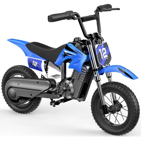 Moto elettrica per bambini, motore elettrico con batteria da 36 V, 5,2 Ah, modalità di velocità 8/13/25 KMH, portata 22 km, pneumatici da 12 pollici, LED, doppio assorbimento degli urti, moto per 3-10 (1/5)