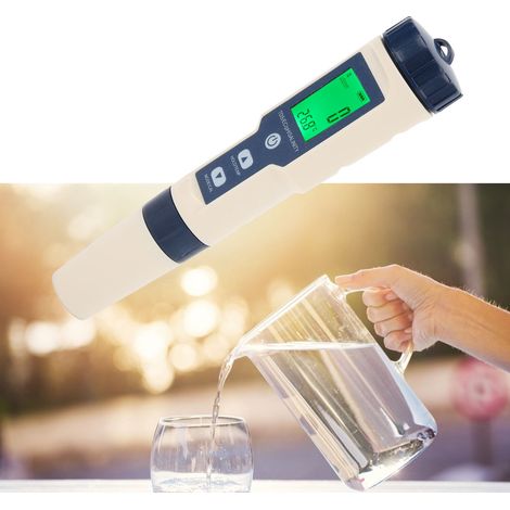 Wasserqualitätsanalysator mit Hintergrundbeleuchtung: pH-Meter für pH-Wert, TDS, EC, Salzgehalt und Temperatur. (1/5)