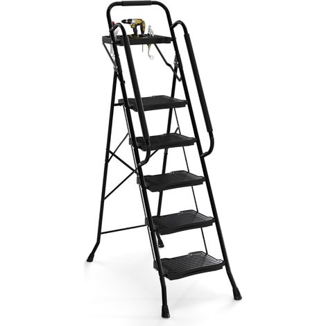 Escalera plegable de 5 peldanos con bandeja para herramientas capacidad de 150 kg 228855209 228855209 (1/5)
