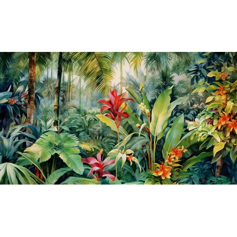Papier peint panoramique - Fleurs Tropicales - 130 cm x 73 cm (1/2)