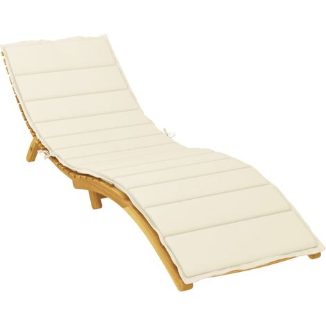INLIFE Coussin de chaise longue 200x70x3 cm Tissu Crème (1/5)