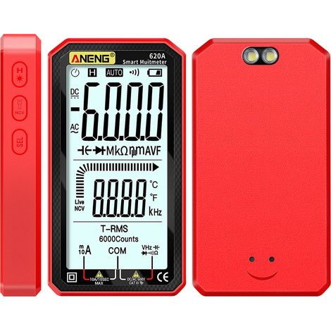 Nannigr Multimètre compact 620A rouge LCD 4.7" TRMS sans pile