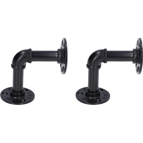 Support mural en fer noir pour étagères à tuyaux, style rétro avec supports et cadre pour planches