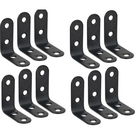 （12 Pièces Équerre de Fixation en Acier Inoxydable 40mmX40mm en forme de L  Équerre Étagère pour Bois Meubles Placard Support (1/5)