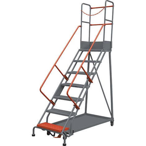 Escabeau roulant 7 marches - Hauteur max. de travail 3.78m - RLC357-NM