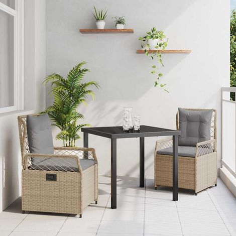 Conjunto de Comedor de Jardín 3 pcs Beige ratán sintético vidaXL (1/5)