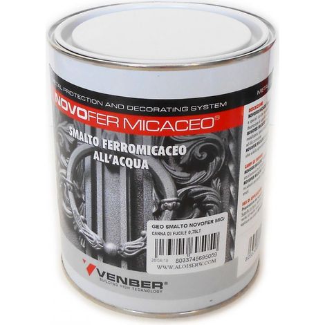 Novofer 2,5lt smalto ferro micaceo acrilico all'acqua per interni ed esterni, colori canna di fucile (1/2)