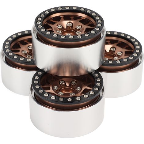 Vier 1,9 Zoll RC-Räder, CNC-gefräste Leichtmetallfelgen, 1/10 RC Beadlock-Räder, passend für Axial SCX10 90046 AXI 03007 REDCAT MST Bronze-Räder. (1/5)
