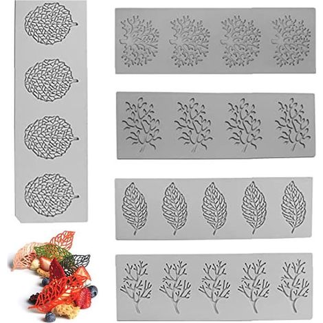 HAWUJ 5pcs Feuilles Forme gâteau Moule en Silicone, Moules à Fondant en Silicone de Qualité, Feuilles Fondant, Feuille Bonbons Moule (1/5)