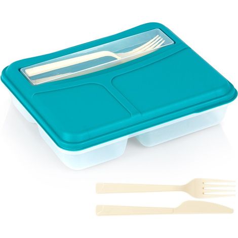 Geteilte Lunchbox mit Besteck, Schulbox 1.3