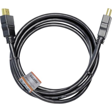 Câble de raccordement Maxtrack HDMI Fiche mâle HDMI-A, Fiche mâle HDMI-A 3.00 m noir C 215-3 L 4K UHD Câble HDMI