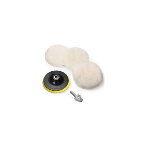 Set di 5 tamponi lucidanti in lana per lucidatura di cerchi da 150 mm con adattatore per trapano M14 - Crezuo