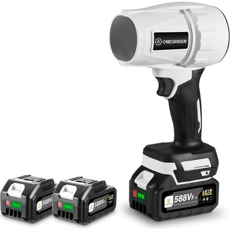 Soplador de hojas inalámbrico ONEVAN de 10 000 rpm y 900 W con dos baterías de 6,0 Ah