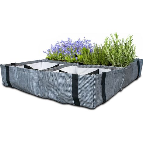 XXL Pflanzentasche mit 16 Fächern - 80 x 80 cm - Blumenbeutel für Gemüse Kräuter - Pflanzen Blumen Beutel Tasche Topf